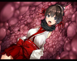 Rule 34 | 1girl, animal ears, female focus, highres, inside creature, japanese clothes, open mouth, skirt, solo, sugitaranpaku, vore
