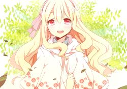 Rule 34 | 1girl, blonde hair, hairband, kagerou project, kozakura marry, leaf, long hair, open mouth, red eyes, smilepanda (lapin), solo, souzou forest (vocaloid), vocaloid, white background