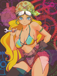 Rule 34 | 1girl, blonde hair, breasts, goggles, jun jun, large breasts, solo, wrench