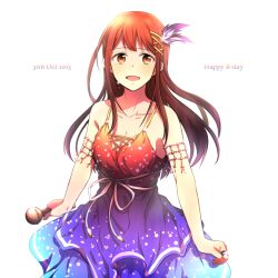 Rule 34 | 10s, 1girl, 2015, brown eyes, brown hair, dated, hair ornament, happy birthday, idolmaster, idolmaster million live!, long hair, looking at viewer, microphone, open mouth, pclbang, smile, solo, tanaka kotoha