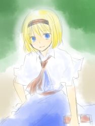 Rule 34 | 1girl, alice margatroid, bad id, bad pixiv id, blonde hair, blue eyes, book, female focus, grimoire, grimoire of alice, hairband, necktie, short hair, solo, touhou, yjy