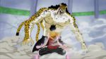 Rule 34 | 2boys, angry, animal ears, animated, blood, defeat, epic, fighting, gear second, hat, leopard, long hair, monkey d. luffy, monster boy, multiple boys, muscular, one piece, punching, rob lucci, short hair, sound, steam, straw hat, tail, video, violence, video