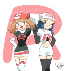 Rule 34 | cosplay, creatures (company), dawn (pokemon), elbow gloves, game freak, gloves, may (pokemon), miniskirt, nintendo, pokemon, skirt, team rocket, team rocket (cosplay)