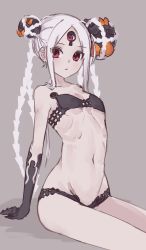 Rule 34 | 1girl, :&lt;, abigail williams (fate), abigail williams (swimsuit foreigner) (fate), abigail williams (swimsuit foreigner) (first ascension) (fate), arm support, bare shoulders, bikini, black bikini, black bow, black gloves, bow, breasts, closed mouth, collarbone, colored skin, commentary request, double bun, elbow gloves, fate/grand order, fate (series), forehead, gloves, grey background, groin, hair bow, hair bun, keyhole, kopaka (karda nui), long hair, looking at viewer, multiple bows, navel, orange bow, parted bangs, pink eyes, red eyes, shadow, shirt, sidelocks, sitting, small breasts, solo, swimsuit, thighs, third eye, very long hair, white hair, white shirt, white skin