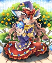 Rule 34 | blue eyes, brown hair, crystal ball, dress, hat, original, ririkuto, solo, tree, witch, witch hat