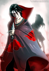 Rule 34 | akatsuki (naruto), black hair, digitalninja, headband, kunai, naruto, naruto (series), sharingan, uchiha itachi, uchiha sasuke, weapon