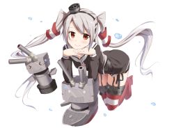 Rule 34 | 10s, 1girl, amatsukaze (kancolle), blush, brown hair, high heels, kantai collection, long hair, looking at viewer, red thighhighs, rensouhou-kun, silver hair, smile, striped clothes, striped thighhighs, thighhighs, twintails, two side up, yiran kuxiao