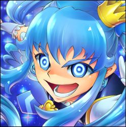 Rule 34 | &gt;:d, 10s, 1girl, :d, blue eyes, blue hair, brooch, close-up, crown, cure princess, earrings, glowing, glowing eyes, happinesscharge precure!, heart, heart brooch, jewelry, long hair, looking at viewer, magical girl, matching hair/eyes, mini crown, necktie, open mouth, precure, shirayuki hime, smile, solo, twintails, v-shaped eyebrows, yamashiro yoshifumi