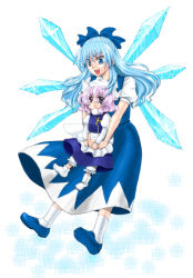 Rule 34 | 2girls, 63o, bad id, bad pixiv id, blue eyes, blue hair, bow, cirno, dress, hair bow, hat, letty whiterock, light purple hair, long hair, multiple girls, aged up, role reversal, short hair, touhou, wings, aged down