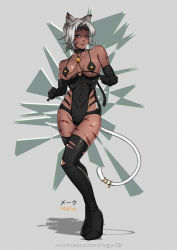 Rule 34 | 1girl, animal ears, artist name, bell, black neckwear, black panties, black thighhighs, blue eyes, boots, breasts, character name, choker, collar, collarbone, corset, elbow gloves, facebook username, full body, gloves, grey hair, groin, hairband, headband, high heel boots, high heels, large breasts, lingerie, looking at viewer, magion02, neck bell, original, panties, parted lips, riding crop, shadow, solo, standing, tail, thigh boots, thighhighs, torn clothes, torn thighhighs, underwear, watermark, web address