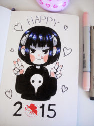 Rule 34 | 1girl, 2015, :q, arms up, black eyes, black hair, black sweater, closed mouth, commentary, crisalys, double v, earrings, english commentary, heart, highres, jewelry, long sleeves, looking at viewer, marker (medium), paper (medium), pen, pen (medium), photo (medium), short hair, solo, sweater, tongue, tongue out, traditional media, v