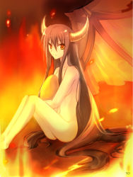 Rule 34 | black hair, egg, fire, horns, korean text, long hair, nude, onyxia, warcraft, wings, world of warcraft, yellow eyes