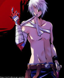 Rule 34 | 1boy, bandages, capcom, devil may cry (series), male focus, nero (devil may cry), red eyes, solo, tagme, white hair