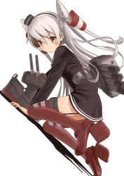 Rule 34 | &gt;:&lt;, &gt;:/, 10s, 1girl, :&lt;, :/, amatsukaze (kancolle), brown eyes, closed mouth, dress, dutch angle, hair ornament, hair tubes, hairband, highres, kantai collection, kneeling, long hair, looking at viewer, machinery, mocha, rensouhou-kun, sailor dress, silver hair, turret, two side up, v-shaped eyebrows