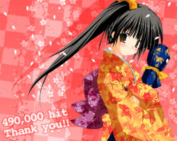 Rule 34 | black hair, japanese clothes, milestone celebration, original, petals, shinkichi (usadama), solo, wallpaper