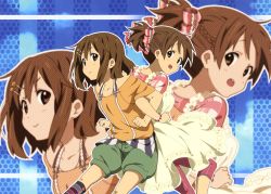 Rule 34 | 2girls, artist request, brown eyes, brown hair, dress, hair ornament, hairclip, highres, hirasawa ui, hirasawa yui, k-on!, kyoto animation, light smile, multiple girls, open mouth, tagme
