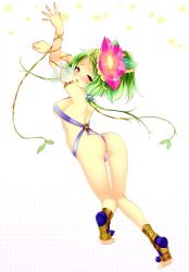 Rule 34 | 1girl, absurdres, blush, character request, genkai tokki moero chronicle, green hair, highres, open mouth, solo