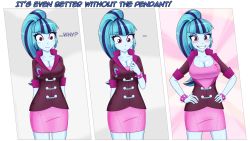 Rule 34 | 1girl, absurdres, blush, breasts, cleavage, grin, highres, large breasts, my little pony, my little pony: equestria girls, my little pony: friendship is magic, slackerburst, smile, sonata dusk