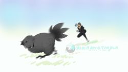 Rule 34 | 1boy, animated, animated gif, annoyed, beak, brown hair, chasing, chocobo, feathers, final fantasy, final fantasy xv, formal, glasses, gloves, ignis scientia, mintfoxmimi, motion blur, running, spiked hair, suit, talons