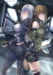 Rule 34 | 3girls, absurdres, ak-12 (girls&#039; frontline), ass, ass-to-ass, back-to-back, braid, breasts, brown hair, butt bump, butt crack, closed eyes, commentary request, d. joko, english text, flashbang, french braid, girls&#039; frontline, headphones, highres, large breasts, m4a1 (girls&#039; frontline), m4a1 (mod3) (girls&#039; frontline), mechanical arms, mod3 (girls&#039; frontline), multiple girls, pants, platinum blonde hair, shorts, single mechanical arm, st ar-15 (girls&#039; frontline), st ar-15 (mod3) (girls&#039; frontline), tactical clothes