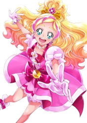 Rule 34 | 1girl, :d, absurdres, blonde hair, bow, brooch, cowboy shot, cure flora, duplicate, flower, flower necklace, gloves, go! princess precure, gradient hair, green eyes, haruno haruka, highres, jewelry, long hair, looking at viewer, magical girl, multicolored hair, necklace, open mouth, outstretched hand, pink bow, pink hair, pink skirt, precure, puffy sleeves, sharumon, shoes, skirt, smile, solo, streaked hair, thick eyebrows, two-tone hair, waist bow, white background, white footwear, white gloves