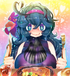 Rule 34 | + +, 1girl, @ @, ahoge, artist name, bare shoulders, blue hair, blue outline, boned meat, bread, breasts, broccoli, closed eyes, closed mouth, colored sclera, creatures (company), cup, drink, drinking glass, drooling, eating, female focus, fingernails, food, fork, game freak, gen 1 pokemon, gengar, hair between eyes, hakkasame, hands up, happy, heart, heart ahoge, hex maniac (pokemon), holding, ice, ice cube, knife, large breasts, long hair, looking down, meat, messy hair, musical note, nail polish, nintendo, npc trainer, open mouth, outline, plate, pokemon, pokemon (creature), pokemon xy, potato, purple eyes, purple nails, red sclera, saliva, signature, sleeveless, smile, solo focus, steam, turtleneck, twitter username