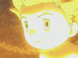 Rule 34 | 1boy, animated, animated gif, armpits, bare shoulders, biomerge, brown eyes, brown hair, child, unworn clothes, collarbone, completely nude, digimon, digimon tamers, dukemon, energy, epic, floating, floating hair, henshin, looking afar, lowres, male focus, matrix evolution, matsuda takato, neck, nude, serious, short hair, transformation, upper body