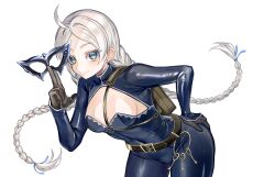 Rule 34 | absurdres, ahoge, black gloves, blue bodysuit, blue eyes, blue ribbon, bodysuit, braid, breasts, chain, chest harness, cleavage, commission, commissioner upload, crystal earrings, earrings, eye mask, fire emblem, fire emblem fates, fire emblem heroes, gloves, gold chain, hair ribbon, hand on own ass, harness, highres, holding, holding mask, jewelry, key, keyring, leather, long hair, low twin braids, mask, medium breasts, nina (fire emblem), nina (thief) (fire emblem), nintendo, non-web source, o-ring, official alternate costume, osiri siri siri, parted bangs, ribbon, skeb commission, skin tight, twin braids, white hair