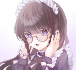 Rule 34 | 1girl, glasses, highres, maid, mobukyara (mobumobu0817), original, purple theme, solo, tagme