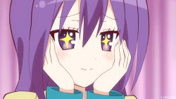 Rule 34 | + +, 10s, 1girl, :d, animated, animated gif, blush, gj-bu, hair between eyes, hands on own face, heart, lowres, open mouth, purple eyes, purple hair, smile, solo, sumeragi shion
