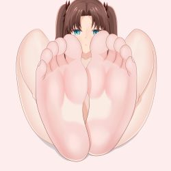 Rule 34 | 1girl, absurdres, artist request, blue eyes, brown hair, fate/stay night, fate (series), feet, foot focus, highres, long hair, soles, solo, toes, tohsaka rin, twintails