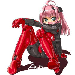 Rule 34 | 10s, 1girl, ach, ahoge, bad id, bad pixiv id, blue eyes, blush, breasts, busou shinki, dd (ijigendd), doll joints, female focus, full body, joints, pink hair, simple background, solo, thighhighs