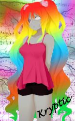 Rule 34 | 1girl, breasts, female focus, music, rainbow, rainbow effect, solo, standing, tagme
