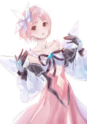Rule 34 | 1girl, absurdres, bare shoulders, black gloves, blue reflection (series), blue reflection ray, blue reflection tie, braid, brown eyes, collarbone, commentary request, detached sleeves, gloves, hair ornament, highres, hirahara hiori, kishida mel, looking at viewer, navel, official art, pink hair, pink skirt, skirt, solo, white background, wide sleeves