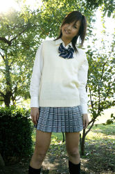 Rule 34 | blouse, cosplay, highres, kneehighs, nagasaki rina, photo (medium), pleated skirt, school uniform, serafuku, shirt, skirt, socks, vest