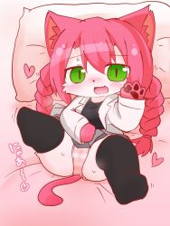 Rule 34 | 1girl, animal ears, artist request, cat busters, cat ears, cat tail, female focus, furry, furry female, highres, long hair, neko hakase (cat busters), no humans, panties, pink hair, solo, tail, twintails, underwear