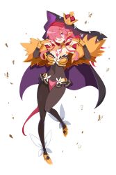 Rule 34 | 1girl, breasts, bridal gauntlets, cape, cleavage, crown, disgaea, disgaea rpg, full body, hair over one eye, high heels, large breasts, long hair, necktie, non-web source, official art, open mouth, pelvic curtain, photoshop (medium), pink eyes, pink hair, pointy ears, solo, transparent background, veil