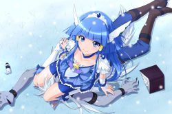 Rule 34 | 10s, 1boy, 1girl, animal ears, aoki reika, arm support, bike shorts, blue eyes, blue hair, blue theme, blunt bangs, book, boots, breasts, brooch, choker, claws, cleavage, collarbone, cure beauty, from above, furry, furry male, grass, hair tubes, head wings, high heel boots, high heels, jewelry, leg lock, legs, long hair, looking at viewer, looking up, lying, magical girl, nm (tshell2761), precure, shorts, shorts under skirt, sitting, sitting on person, skirt, smile, smile precure!, tail, tiara, white hair, wings, wolf ears, wolf tail, wolfrun, wrist cuffs