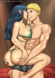 Rule 34 | 1boy, 1girl, abs, artist name, ass, blonde hair, blue eyes, blue hair, bra, breasts, cleavage, collarbone, commentary request, couple, facial mark, giovanni zaccaria, green bra, green panties, hand on another&#039;s ass, holding person, hyuuga hinata, large breasts, long hair, looking at another, manly, muscular, naruto, naruto: the last, naruto (series), panties, pants, pectorals, short hair, smile, underwear, uzumaki naruto, watermark, web address