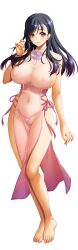 Rule 34 | 1girl, absurdres, arm at side, barefoot, bishop (company), black hair, blush, breasts, china dress, chinese clothes, closed mouth, covered erect nipples, covered navel, dress, eyebrows hidden by hair, feet, female focus, full body, game cg, groin, hand up, highres, ingoku no houkago, large breasts, legs, light blush, light smile, long hair, looking at viewer, nipples, no pussy, original, red eyes, see-through, smile, solo, standing, tachi-e, thighs, thong, toes, tosaka tsumugi, transparent background, yoshino keiko