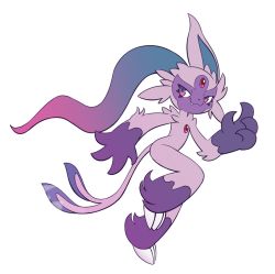 Rule 34 | 1girl, animal ears, animal feet, animal hands, animal nose, body fur, chest jewel, claws, closed mouth, creatures (company), espeon, fang, fang out, female focus, flat chest, flat color, forehead jewel, forked tail, full body, furry, furry female, fusion, game freak, gem, gen 2 pokemon, hand up, happy, leg up, looking back, nintendo, outline, pokemon, pokemon (creature), purple eyes, purple fur, red gemstone, running, simple background, smile, sneasler, solo, standing, standing on one leg, tabbz, tail, transparent background, two-tone fur, watermark, white outline