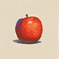 Rule 34 | apple, commentary request, fjsmu, food, food focus, fruit, grey background, highres, no humans, original, red apple, shadow, still life