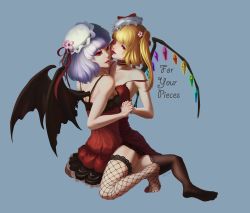 Rule 34 | 2girls, :d, ;d, ;p, armpits, artist name, bare shoulders, bat wings, blonde hair, blunt bangs, breasts, choker, collarbone, crystal, demon wings, dress, english text, fishnet legwear, fishnets, flandre scarlet, flower, full body, hair flower, hair ornament, hat, hat flower, hat ribbon, highres, holding hands, incest, interlocked fingers, kneeling, licking, licking another&#039;s cheek, licking another&#039;s face, light purple hair, mob cap, multiple girls, off shoulder, one eye closed, open mouth, red dress, red eyes, red ribbon, remilia scarlet, ribbon, ribbon-trimmed headwear, ribbon trim, sarena, short hair, siblings, side ponytail, sideboob, sisters, small breasts, smile, soles, text focus, thighhighs, toes, tongue, tongue out, touhou, tsurime, white headwear, wings, yuri, zettai ryouiki