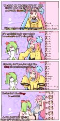 Rule 34 | !, 2girls, 4koma, :d, ?, arms behind head, arms up, blue hair, blush, breasts, bright pupils, character hair ornament, character name, closed mouth, comic, comic sans, commentary, covered erect nipples, creatures (company), english commentary, english text, eyes visible through hair, fellatio, futa with female, futanari, game freak, gen 3 pokemon, hair ornament, hand on another&#039;s penis, highres, iono (pokemon), jacket, jaggy lines, kirlia, large penis, liveactors, livestream, long hair, long sleeves, looking at another, looking at viewer, low-tied long hair, motion lines, multicolored hair, multiple girls, naizuri, nintendo, nipples, nose blush, one eye closed, open mouth, oral, oversized clothes, paizuri, penis, pink hair, pokemon, pokemon (creature), pokemon sv, pokephilia, rainbow text, red eyes, sharp teeth, sitting, sleeves past fingers, sleeves past wrists, small breasts, smile, sparkle, teeth, two-tone hair, very long hair, very long sleeves, white pupils, yellow jacket