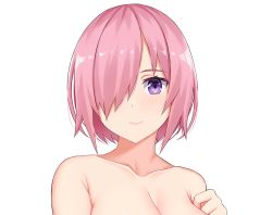 Rule 34 | 1girl, arind yudha, bare shoulders, breasts, cleavage, collarbone, eyebrows, fate/grand order, fate (series), mash kyrielight, pink hair, purple eyes, smile, solo