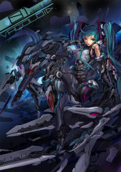 Rule 34 | 1girl, android, aqua eyes, aqua hair, bad id, bad pixiv id, green eyes, green hair, hair ornament, hatsune miku, highres, joints, long hair, matching hair/eyes, mechanical, robot joints, solo, space, twintails, vocaloid, wayjilam, wings