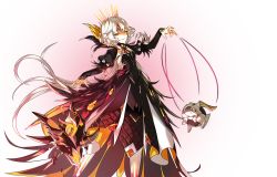 Rule 34 | 1girl, android, artist request, black dress, code: antithese (elsword), crown, dress, electricity, elsword, eve (elsword), facial mark, feathers, feet out of frame, forehead jewel, half-closed eyes, highres, juliet sleeves, long sleeves, moby (elsword), official art, parted lips, puffy sleeves, puppet strings, rectangle, remy (elsword), short hair with long locks, silver hair, smile, solo, teeth, transparent background, wavy hair, yellow eyes