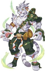 Rule 34 | 1boy, animal ears, animal hands, animal nose, armband, armor, artist request, belt, body fur, broken, broken chain, chain, claws, clenched teeth, colored sclera, cuffs, full body, furry, furry male, green shorts, green socks, grey fur, grey hair, hair ribbon, highres, male focus, multicolored hair, muscular, muscular male, nimbus (world flipper), non-web source, official art, orange eyes, orange ribbon, pawpads, ponytail, pouch, ribbon, ribbon-trimmed legwear, ribbon trim, scar, shackles, short hair, shorts, shoulder armor, simple background, single sock, snout, socks, solo, standing, tail, teeth, thigh pouch, tiger boy, tiger ears, tiger tail, toeless legwear, topless male, transparent background, two-tone hair, whiskers, white fur, world flipper, yellow sclera, zipper, zipper pull tab