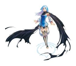 Rule 34 | 1girl, barefoot, blue eyes, blue hair, cape, detached pants, detached sleeves, erica (malicious), feet, full body, jewelry, long hair, malicious, matching hair/eyes, official art, simple background, solo, thighhighs, toe ring, toeless legwear, toes, white background