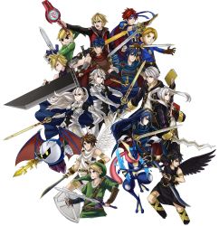 Rule 34 | 1990s (style), 3girls, 6+boys, absurdres, armor, black hair, blonde hair, blue eyes, blue hair, book, bracer, brown hair, cape, cloud strife, corrin (female) (fire emblem), corrin (fire emblem), corrin (male) (fire emblem), creatures (company), dark pit, dual persona, final fantasy, final fantasy vii, fingerless gloves, fire emblem, fire emblem: mystery of the emblem, fire emblem: path of radiance, fire emblem: radiant dawn, fire emblem: the binding blade, fire emblem awakening, fire emblem fates, galaxia (sword), game freak, gen 6 pokemon, gloves, greninja, hairband, hat, headband, highres, holding, holding sword, holding weapon, ike (fire emblem), kamu (kamuuei), kid icarus, kid icarus uprising, kirby (series), link, long hair, lucina (fire emblem), male focus, marth (fire emblem), mask, master sword, meta knight, mii (nintendo), mii swordfighter, monado, multiple boys, multiple girls, nintendo, open mouth, pit (kid icarus), pointy ears, pokemon, pokemon (creature), pokemon xy, red eyes, red hair, retro artstyle, robin (fire emblem), robin (male) (fire emblem), roy (fire emblem), scarf, shield, short hair, shulk (xenoblade), spiked hair, super smash bros., sword, the legend of zelda, the legend of zelda: the wind waker, the legend of zelda: twilight princess, tiara, tongue, toon link, twintails, vest, weapon, white hair, wings, xenoblade chronicles (series), xenoblade chronicles 1